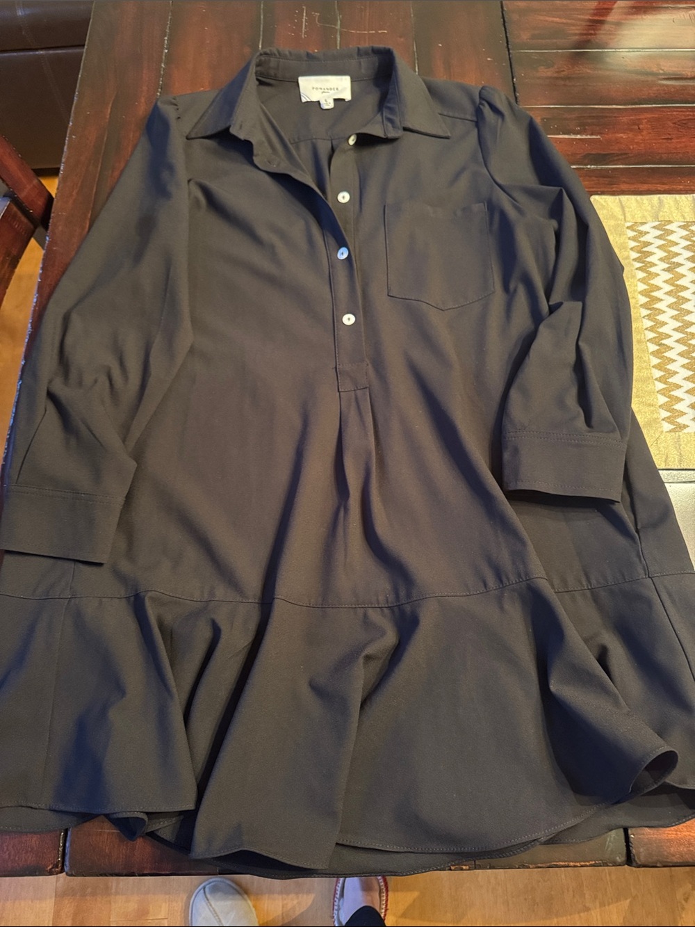 Tuckernuck Black Ruffle-Hem Button-Front Shirt